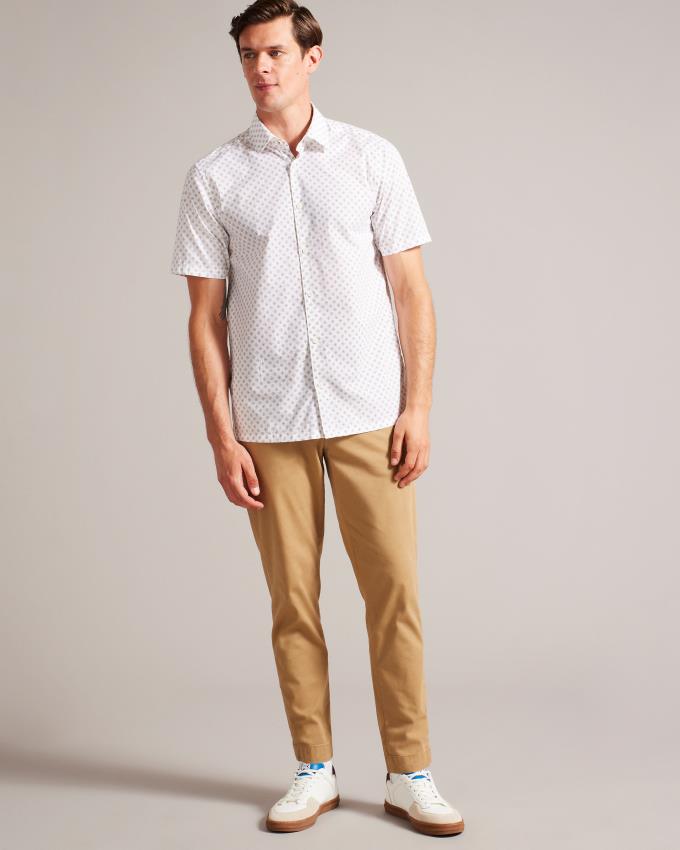 Chemises Ted Baker Short Sleeve Geometric Print Blanche Homme | ZIF-16615380